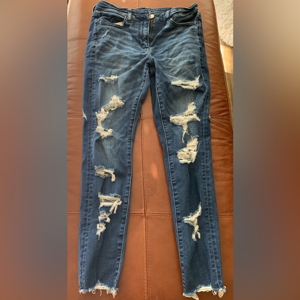American Eagle Distressed Skinny Jeans Super Stretch Sz 10